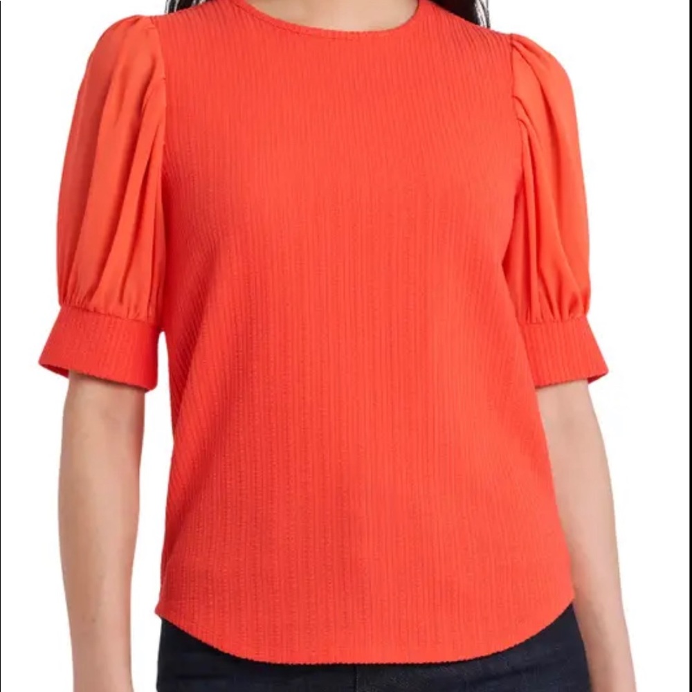 chiffon puff vince camuto coral top
